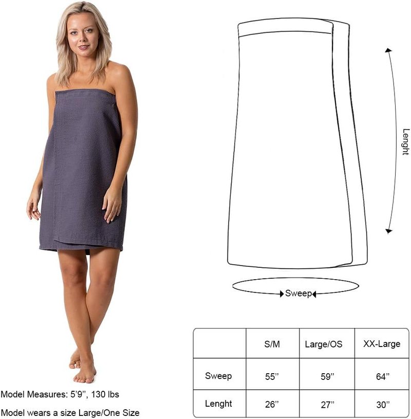 Turkish Linen Waffle Spa Body Wrap for Women - Adjustable Closure, Soft & Absorbent