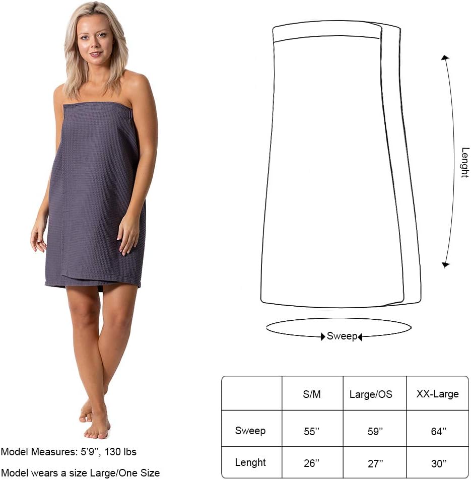 Turkish Linen Waffle Spa Body Wrap for Women - Adjustable Closure, Soft & Absorbent