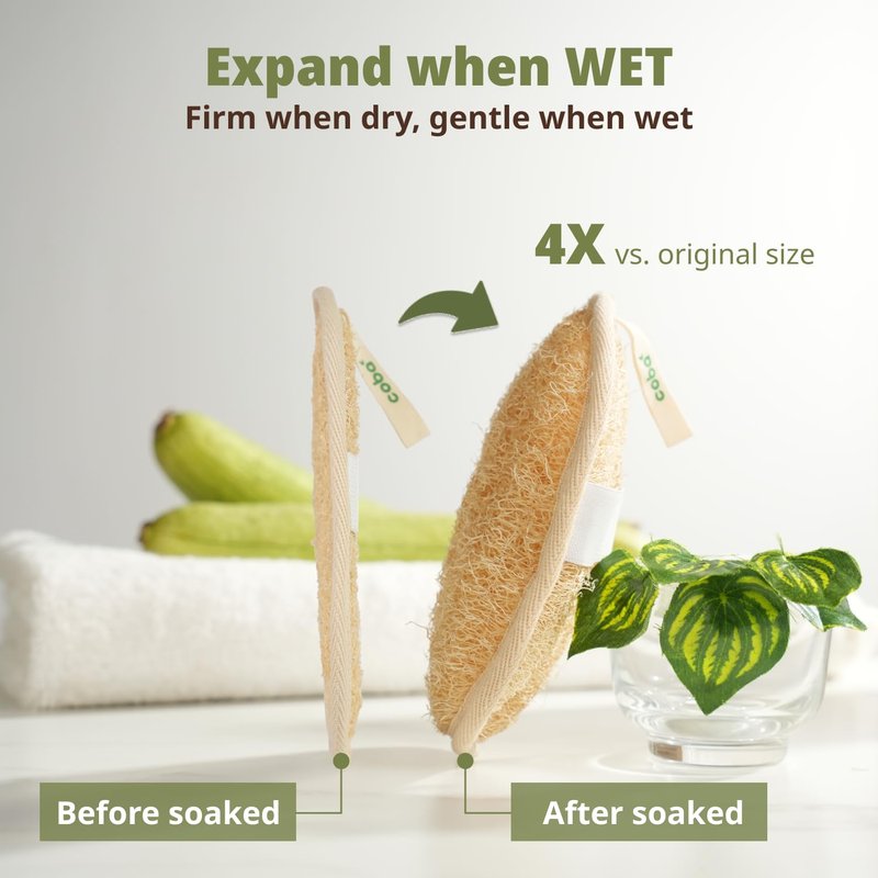 Coba Straws Natural Loofah Exfoliating Body & Facial Scrubber Set | 100% Plant-Based Shower Luffa Sponge for Deep Cleansing, Smooth & Glowing Skin | Bath Loofah for Women & Men