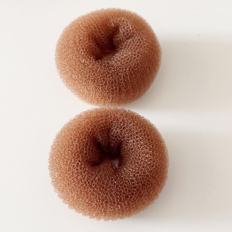 SQULIGT Pack of 2 Medium Hair Bun Maker, Hair Donut Set for Kids Girls Women, Hair Donut Bun Maker Tool for Short and Thin Hair Crown Shapers Accessories (Size M/ 3 Inch, Light Brown)
