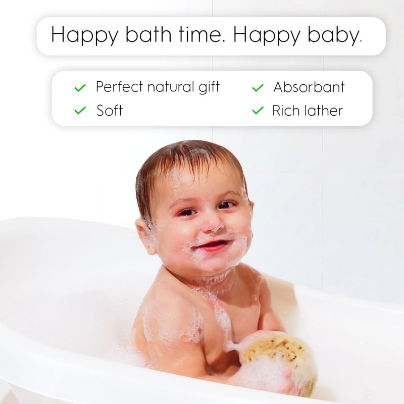 NAROA Natural Baby Bath Sponge in Gift Box | Premium Soft Wool Sea Sponge for Babies | Newborn Bath Time Essentials | Sustainable & Plastic Free (1 Pack)