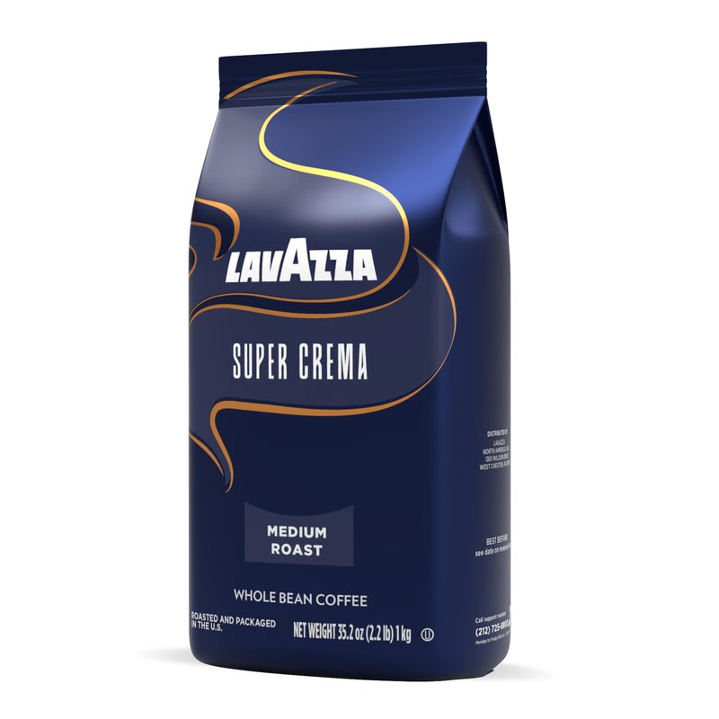 Lavazza Super Crema Whole Bean Coffee, Medium Espresso Roast, Arabica and Robusta Blend, 2.2 lb Bag, Package May Vary (Pack of 1)