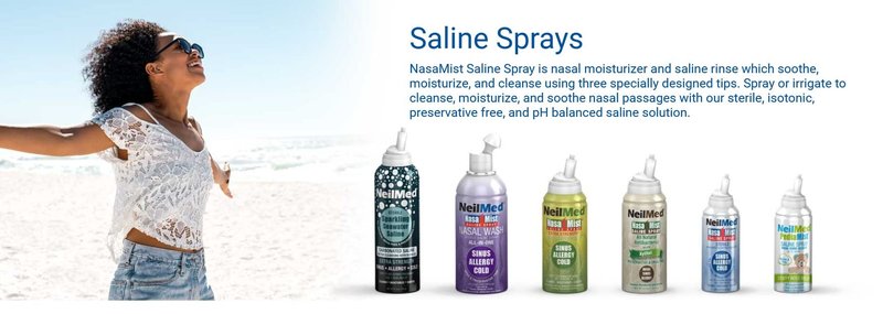 NeilMed NasaMist Isotonic Saline Spray. Soothe, Moisturize and Cleanse Using Specially Designed tip. 177mL. Contains 3 NasaMist canisters
