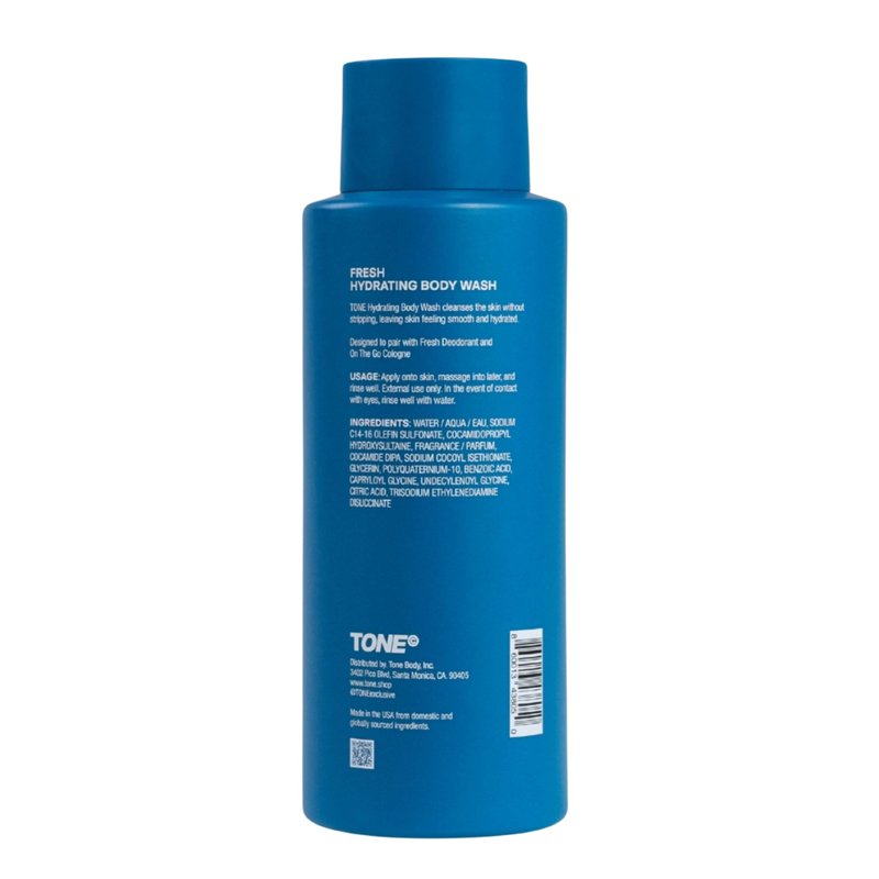 TONE Hydrating Body Wash for Men & Women, Fresh, Coconut-derived Cleansers Leaves Skin Clean, Moisturized & Refreshed, Long-lasting Iconic Scent, All Skin Types, Dermatologist-Tested, 16.9 oz