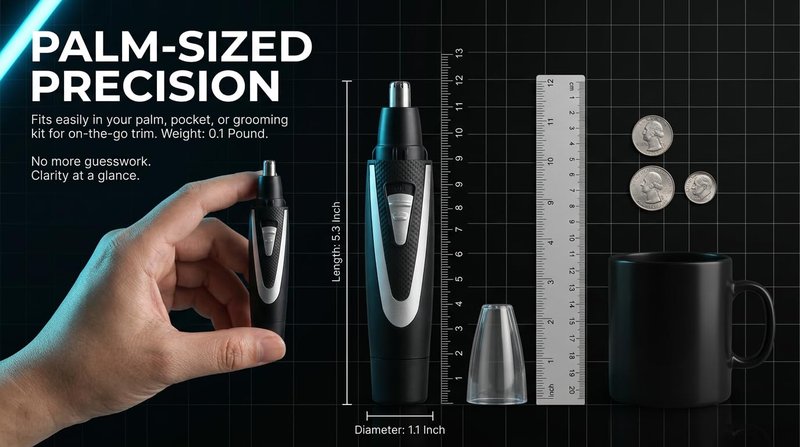 Ear and Nose Hair Trimmer Clippers: 2026 Professional Painless Eyebrow & Facial Hair Trimmers Remover for Men Women, Battery Operated Nasal Clipper, Dual Edge Waterproof Blades for Easy Clean, Black