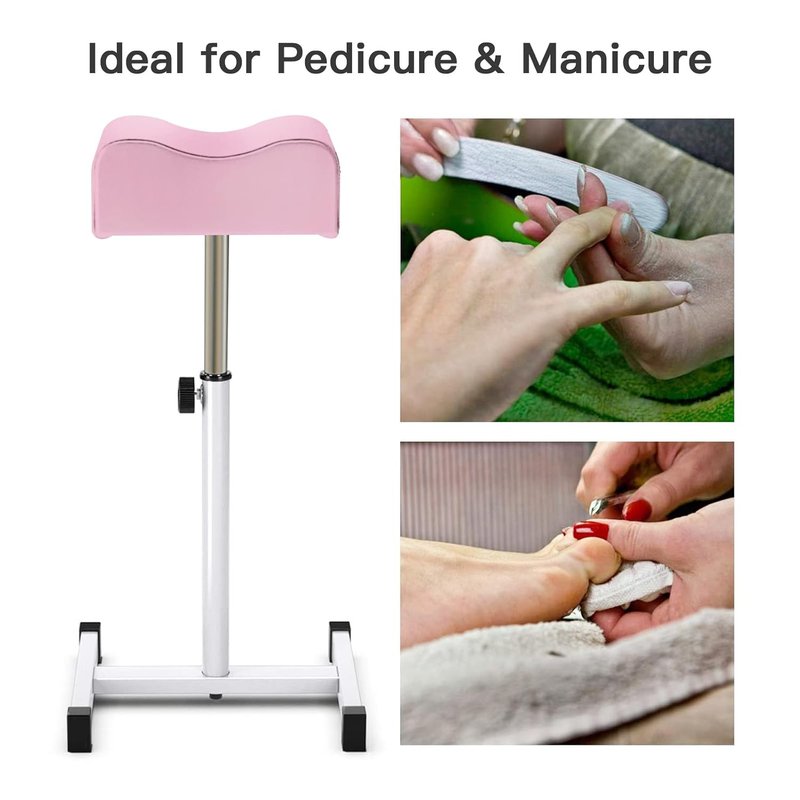 Adjustable Height Pedicure Stool - CHAOEEMY Foot Rest for Home Salon | Pink