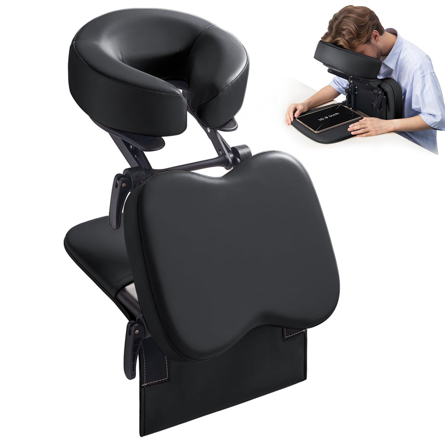 Udefineit 3 in 1 Multifunctional Portable Face Down Cradle Massage Kit for Desktop, Massage Bed & Home Mattress, Deluxe Adjustable Headrest Face Pillow Bracket for Office Sleeping Nap Rest
