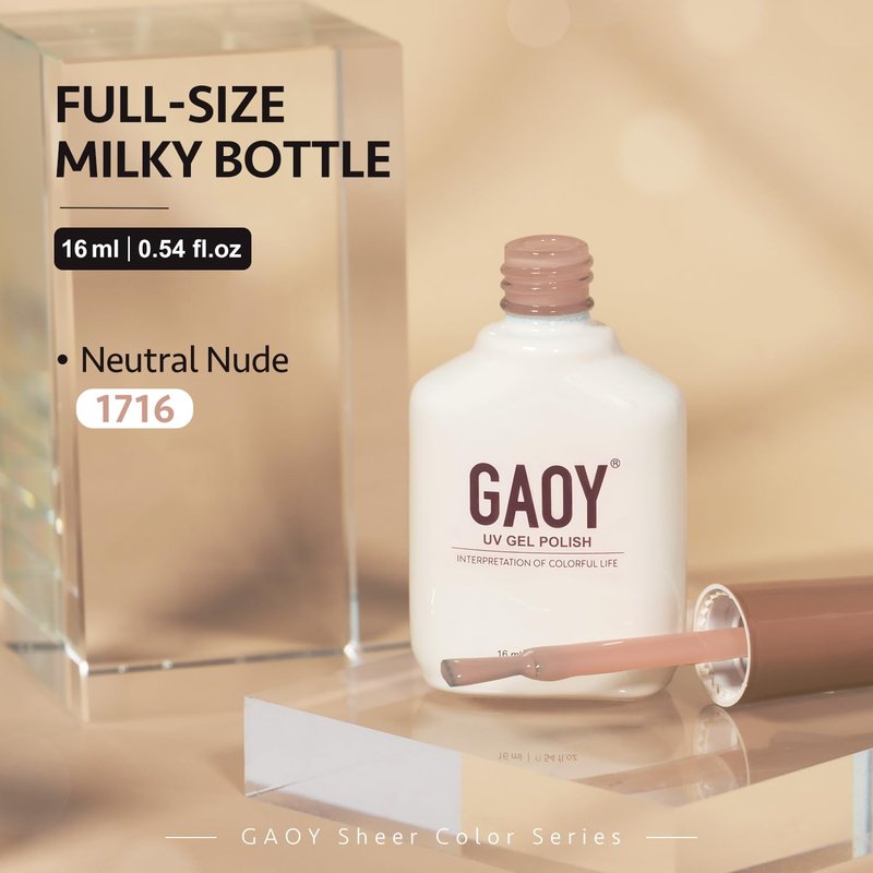 Jelly Nude Gel Nail Polish - 16ml Sheer Translucent UV Cure for DIY Nail Art | Neutral Nude 1716
