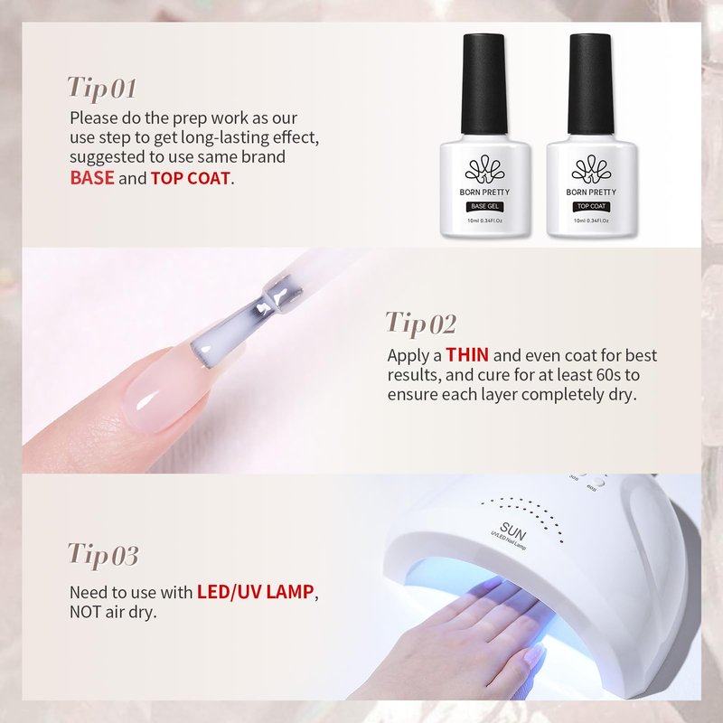 Born Pretty Milky White Gel Nail Polish Jelly White Sheer Translucent Neutral Gel Polish Soak Off Nail Art Gel 15ml, 0.54 Fl Oz