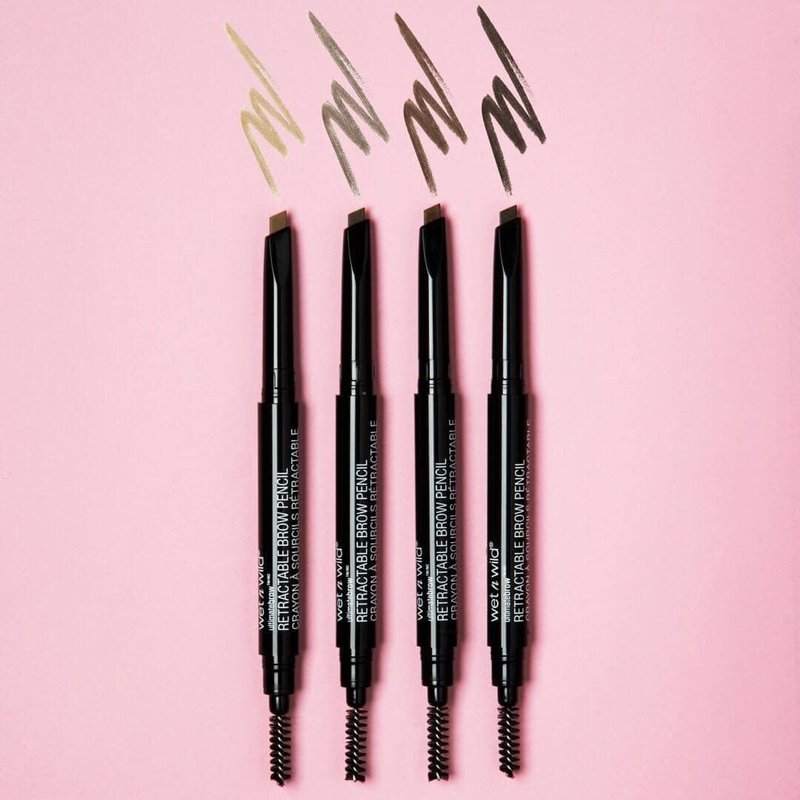 wet n wild Ultimate Eyebrow Retractable Definer Pencil, Medium Brown, Dual-Sided Brow Brush, Fine Tip, Shapes, Defines, Fills Brow Makeup
