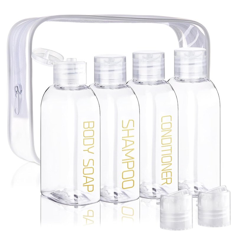 Cosywell Leakproof Squeeze Bottles Travel Kit - 4pc 3.4 oz TSA Approved for Shampoo, Conditioner and Toiletries