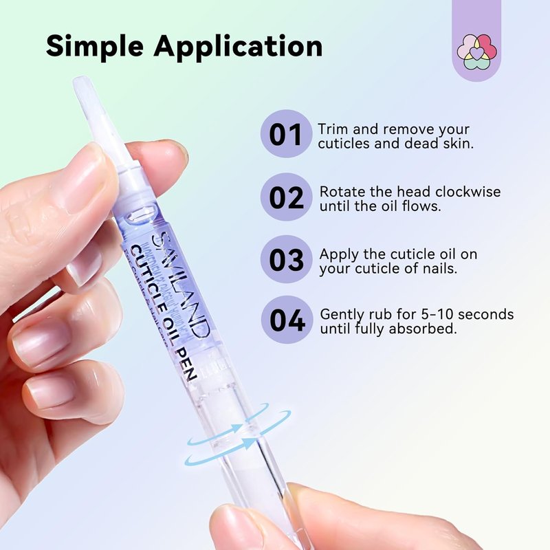 SAVILAND Cuticle Oil Pen - 6Pcs Plant-Based Nail Strengthener with Aloe & Vitamin E for Moisturizing & Repairing