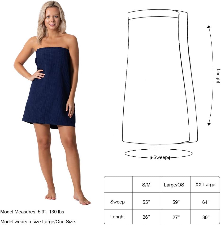 Turkish Linen Women's Waffle Spa Body Wrap - Adjustable Closure for Ultimate Comfort