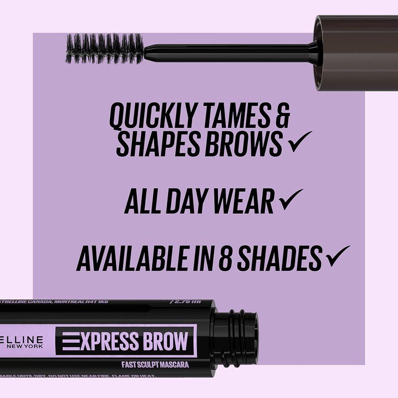 Maybelline Brow Ultra Slim Defining Pencil & Fast Sculpt Gel - Soft Brown & Clear Eyebrow Makeup Bundle