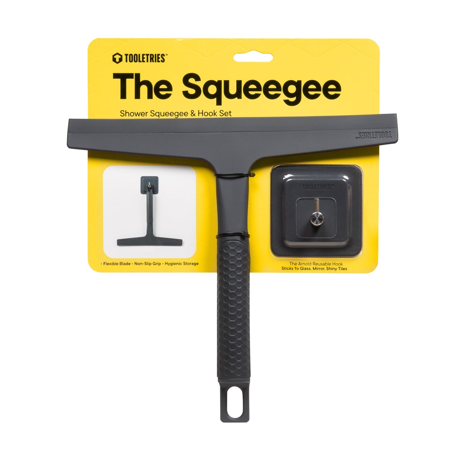 TOOLETRIES The Squeegee & Hook - All Purpose Shower Squeegee for Glass Doors, Silicone Grip, Bathroom Cleaner Tool Household Window Mirror Squeegee, Bathroom Accessories & Cleaning Supplies - 10 Inch