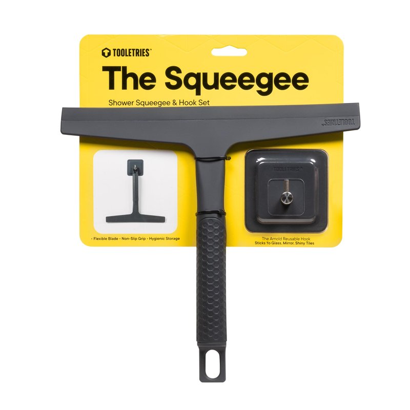 TOOLETRIES The Squeegee & Hook - All Purpose Shower Squeegee for Glass Doors, Silicone Grip, Bathroom Cleaner Tool Household Window Mirror Squeegee, Bathroom Accessories & Cleaning Supplies - 10 Inch