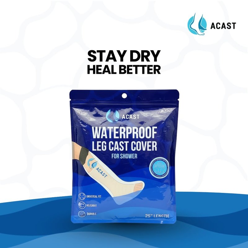 ACAST Waterproof Leg Cast Cover for Shower | Reusable Cast Protector for Plaster & Dressings | Secure No-Leak Seal | Easy Slip-On Shower & Bathing Protection | Comfortable, Durable Adult Fit