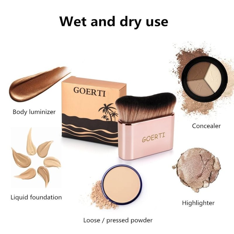 GOERTI Professional Body Makeup Brush, Kabuki Foundation Brush Makeup Brush, Self Tanner Brush, Self Tanning Applicator, Blend & Blur Body Bronzer Tan Brush for Lotion Cream Powder Liquid