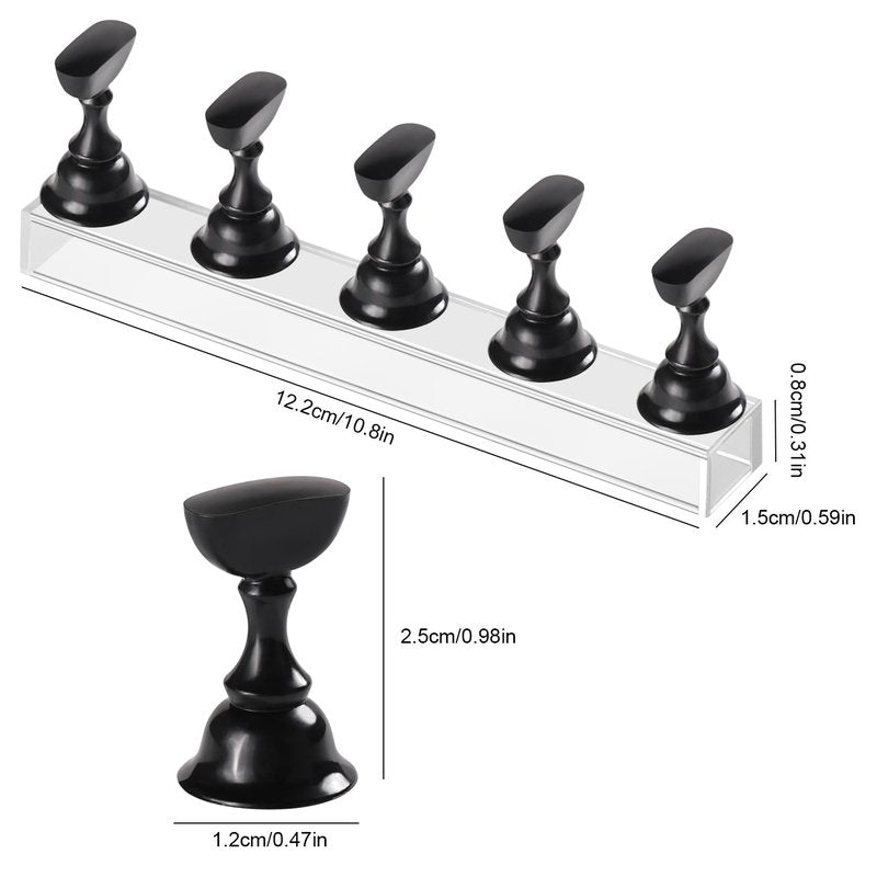 Acrylic Nail Art Display Stand - Magnetic Practice Holder for DIY Nail Painting | Black