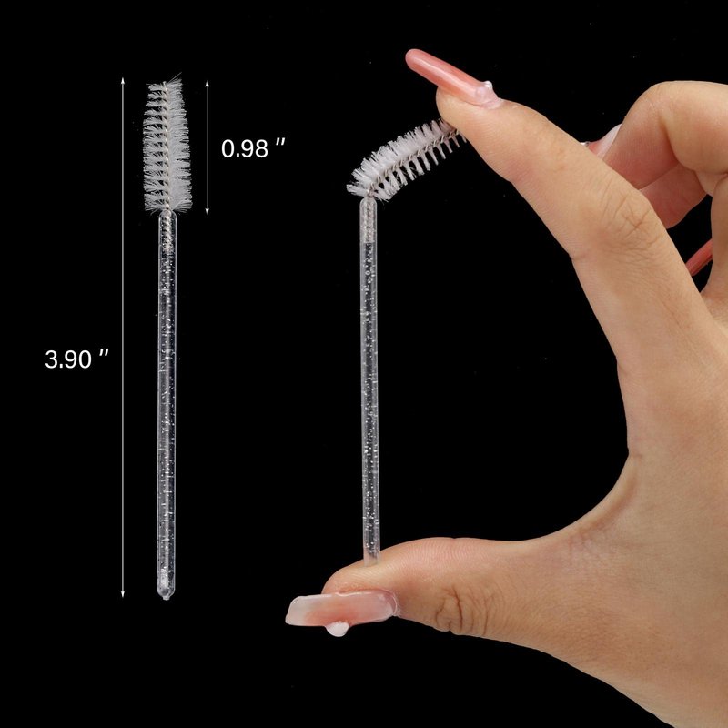 300 Pcs Disposable Mascara Wands, Crystal Spoolies Brush for Eyelash Extensions, Spooly Eyelash Eyebrow Brushes Lash Wand Applicator Makeup Kits (White)