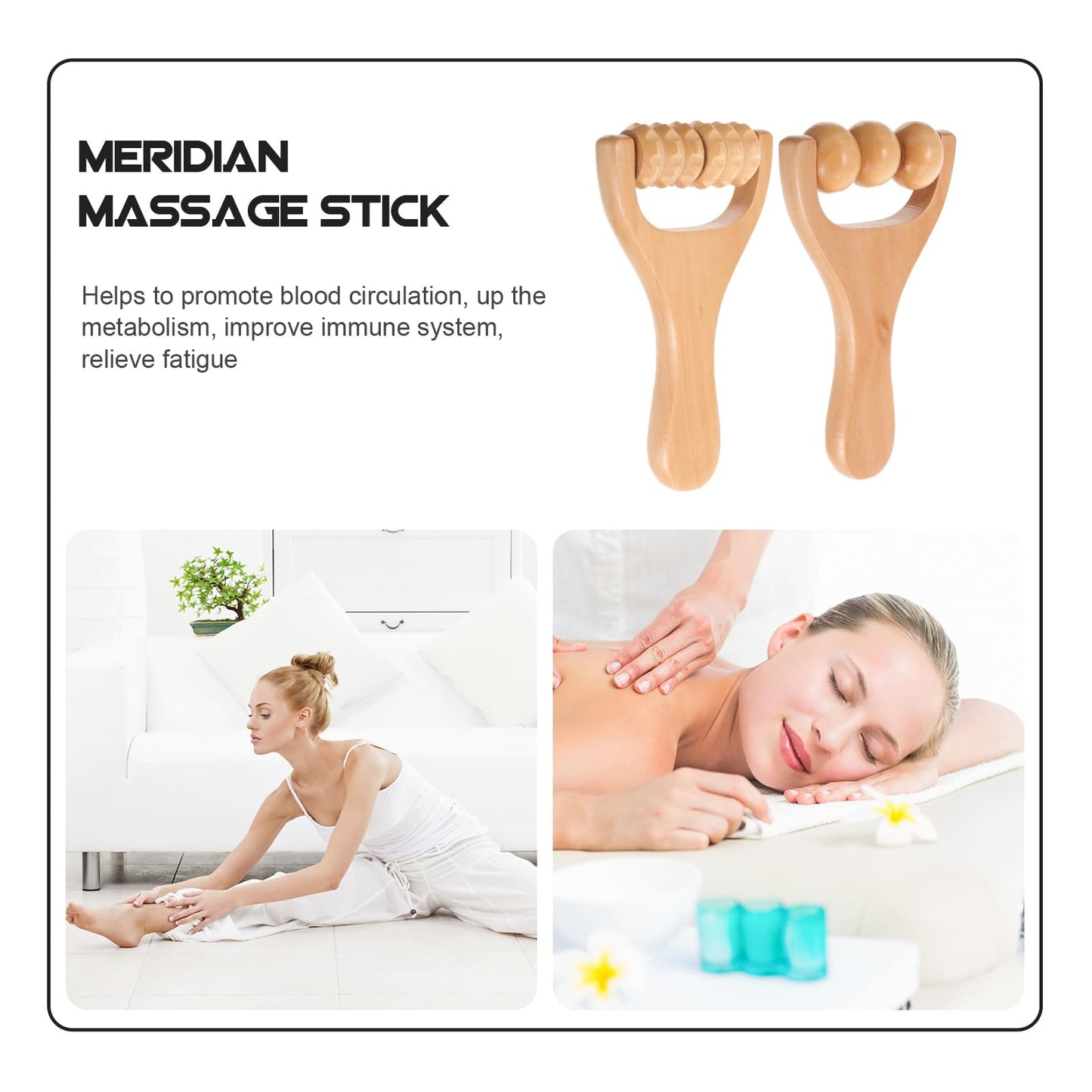 Healvian Wooden Massage Roller Tool Set for Full Body Relief Neck Shoulder Foot Leg Muscle Acupoint Therapy 2Pcs Compact Size 5.85 Inch Each