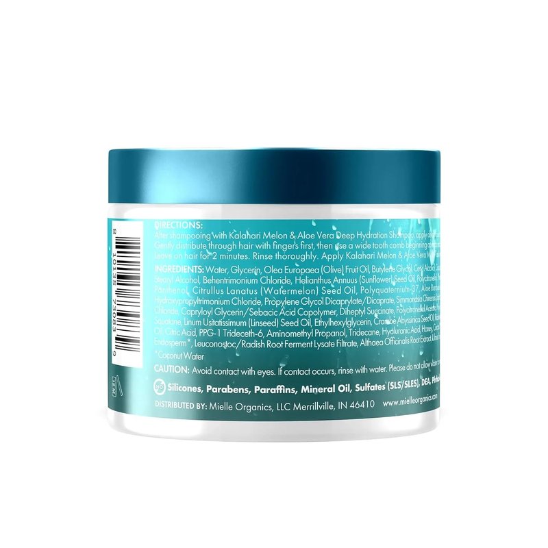 Mielle Organics 2-Minute Deep Conditioner - Kalahari Melon & Aloe Vera Moisturizing Hair Conditioner for Dry, Curly and Textured Hair - Softening, Detangling & Fast-Acting Deep Conditioning, 12 Ounce