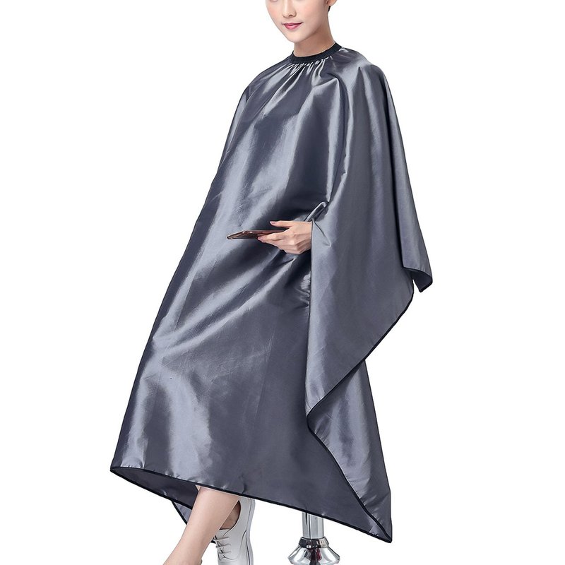 OLizee Hair Cut Hairdressing Cape Cloth Apron Stretch Out Hand Waterproof Salon Barber Gown 57 x 63, (Grey)