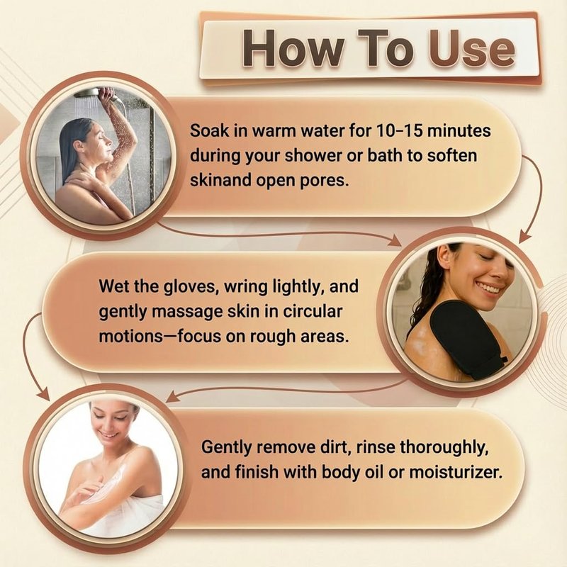 Deep Exfoliating Glove, Korean Exfoliating Mitt for Body Scrub, Dead Skin Removal & Keratosis Pilaris Treatment, Spray and Self Tan Remover