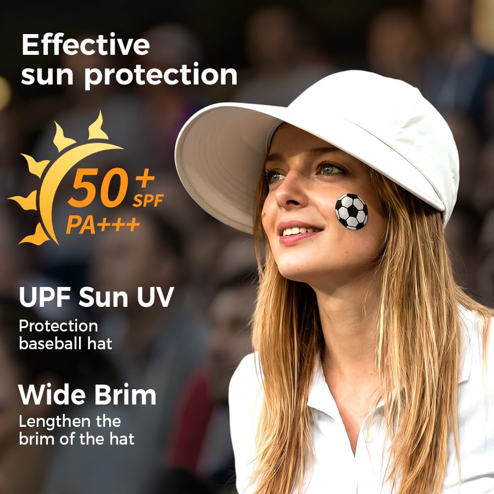UPF Sun Protection Baseball Hat for Women, 2026 World Cup Lightweight Sun Visor Hat, Sun Visor Hat for Soccer Fan Outdoor Cap (Black)