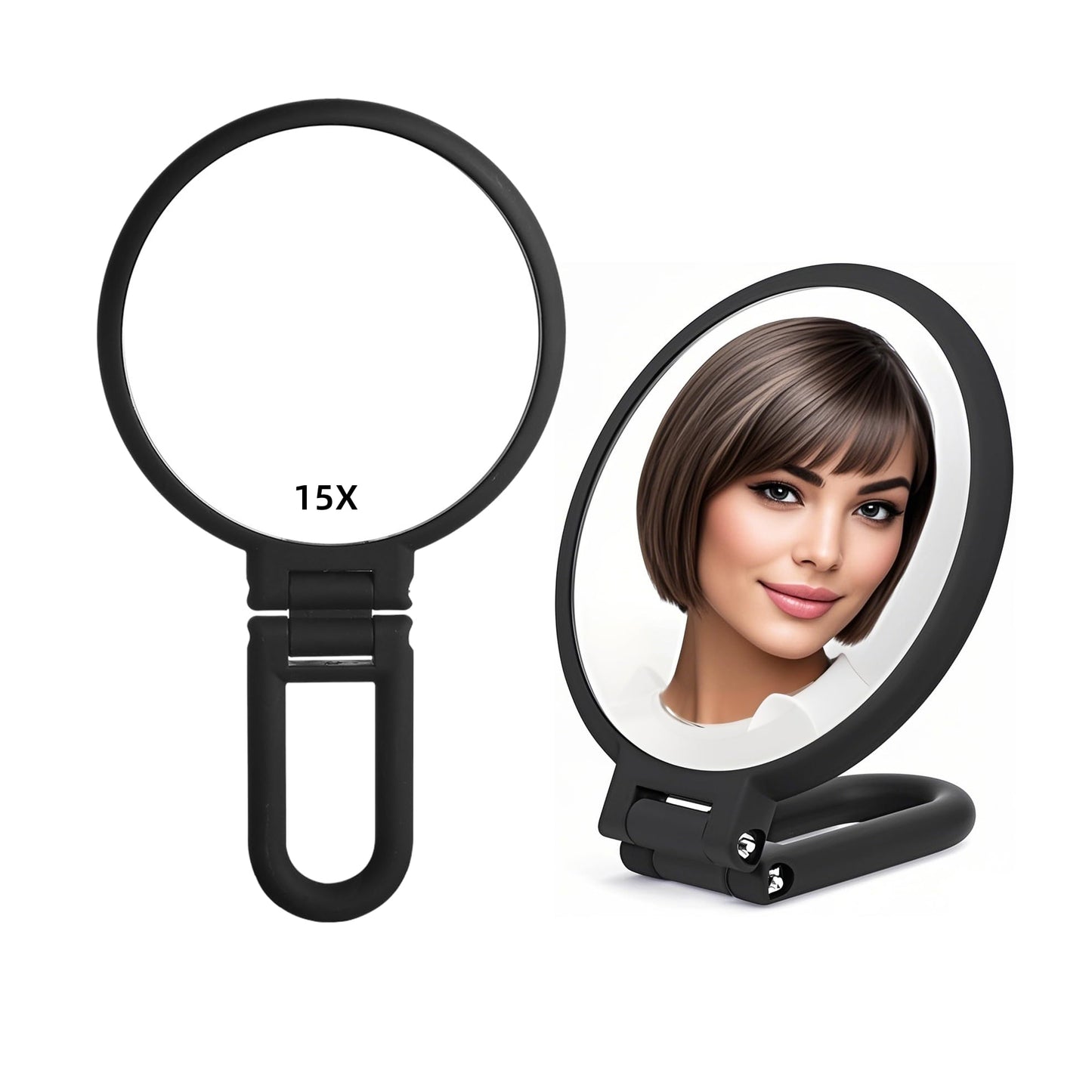 Stianiiie 1X 15X Handheld Mirror with Handle for Travel, Magnifying Mirror, Rotation Adjustable Handle, Double Sided Folding, Mirror for Women for Eyes Makeup Travel Table Desk Shaving