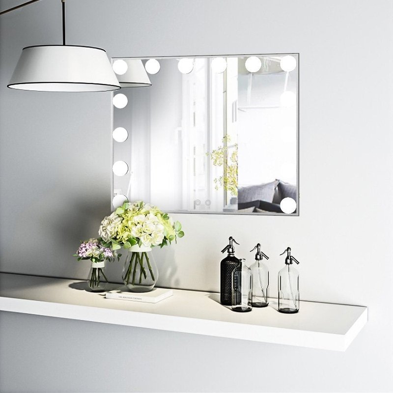 Nitin Lighted Vanity Mirror with Touch Control Design, Hollywood Makeup Mirrors with Lights, Tabletop or Wall Mounted Vanity Mirrors (Silver)