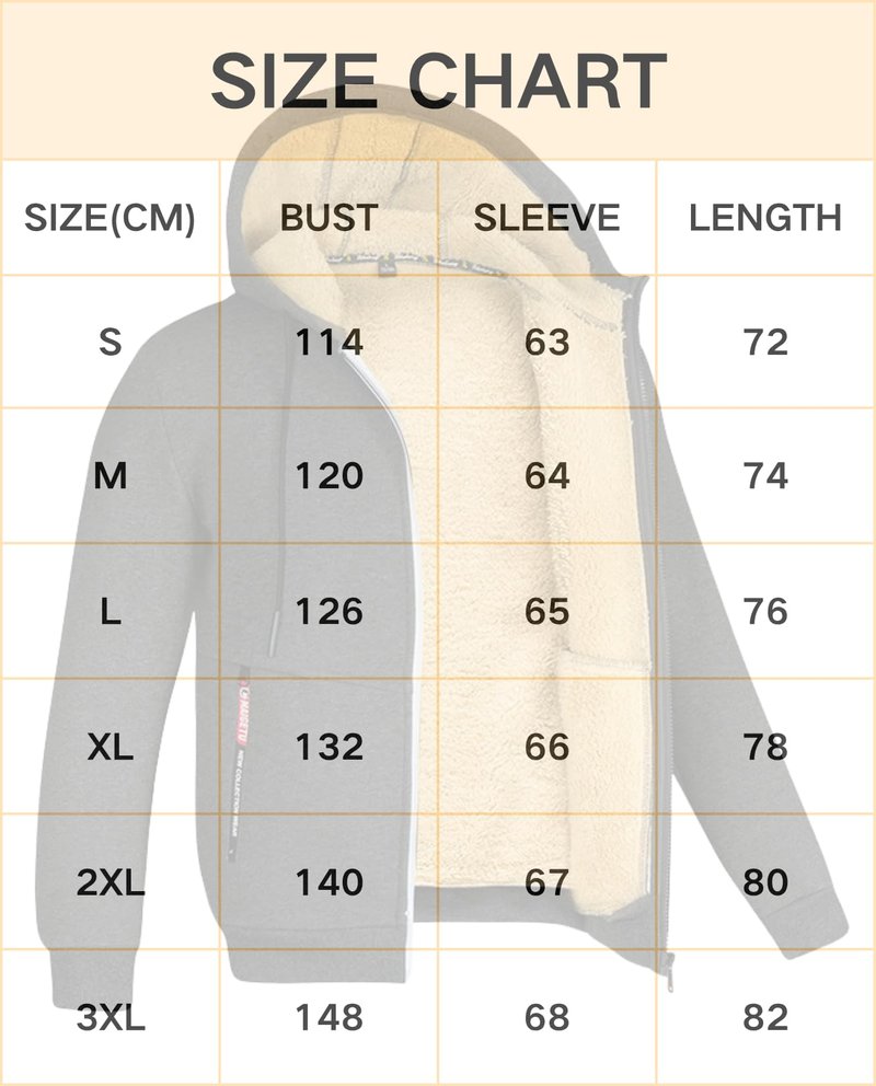 LIZALIG Men's Winter Hoodie Jacket Thickened Fleece-Lined Hooded Coat Cardigan-Style Warm Wear for Fall Season