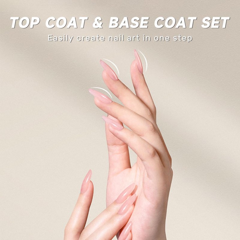 Karroy No Wipe Gel Polish Top Coat & Base Coat Set, 2PCS 18ml, High Gloss Shine Long-Lasting, Soak Off UV/LED Light Cured