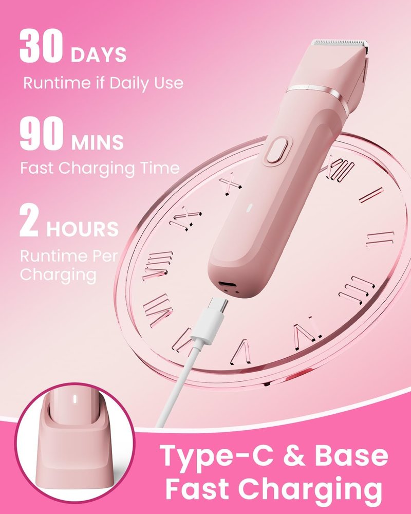 Dovety Bikini Trimmer for Women - 3-in-1 Painless Electric Razor | Waterproof, Rechargeable, USB Charging