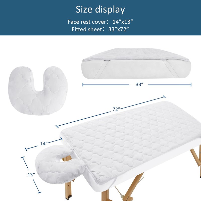 2-Piece Waterproof Massage Table Sheet Set, Extra Soft, Cushy, for Massage Tables, Includes Massage Fitted Sheet and Face Rest Cover, White