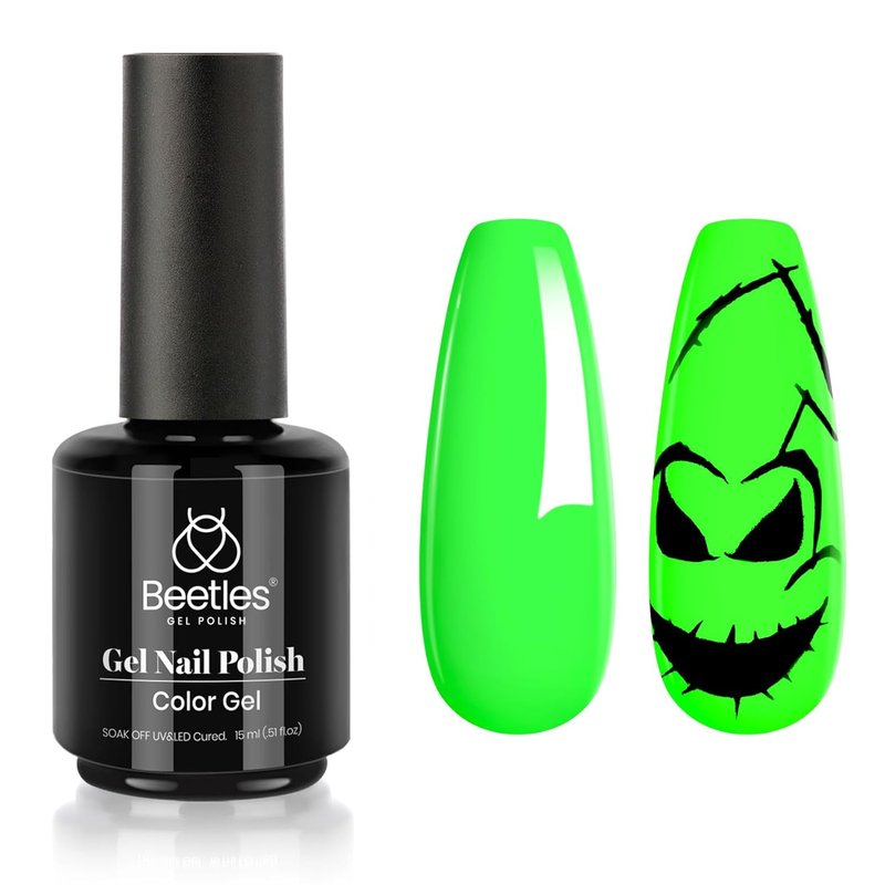 Beetles Neon Green Gel Nail Polish - 15ml Soak Off UV LED for Salon & DIY | Lime Green Day Nails