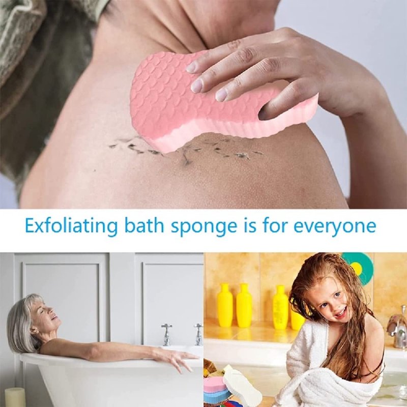 2 Pcs Magic Exfoliating Bath Sponge,3D Super Soft Body Exfoliating Bath Sponge for Adults Children and Pregnant Women Skin Friendly and Reusable. (Pink+Blue)