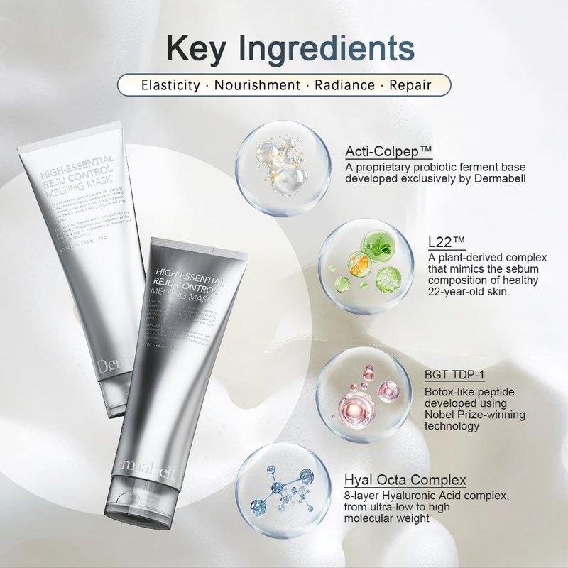 Dermabell Wrapping Mask Collagen Overnight Peel - Off Facial Mask, No Synthetic Resins,Hydrolyzed Collagen for Dry Dull Skin, with Probiotic Ferment 2.53 fl.oz