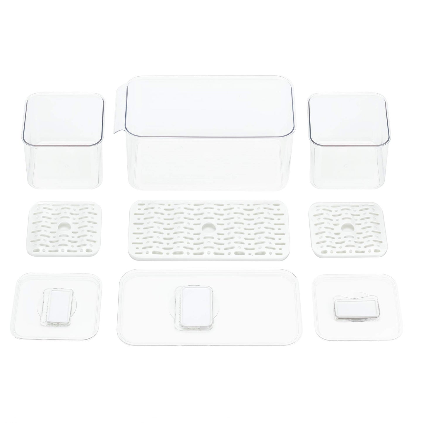 iPEGTOP Fridge Produce Saver Food Storage Bin Containers, Stackable Refrigerator Freezer Organizer Fresh Keeper Container with Vented Lids, 3 Pack