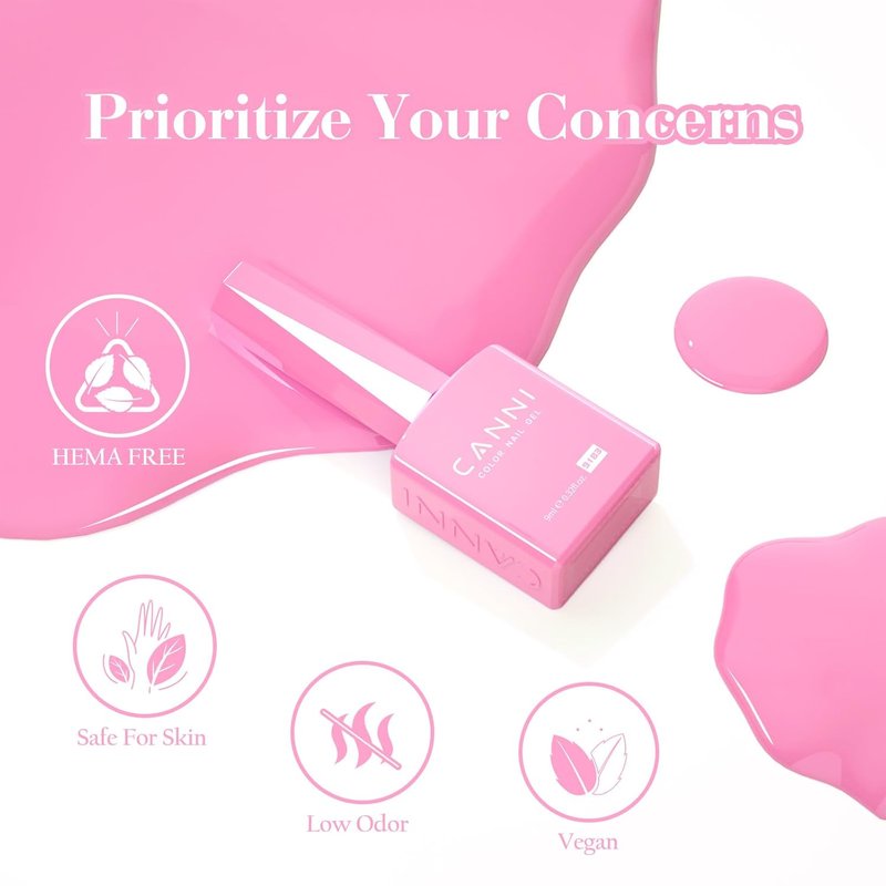 CANNI 9ml Gel Nail Polish Set, 6 Colors HEMA-Free Pink Glitter Nude Manicure Kit, Long-Lasting Gel Polish for Salon & DIY Use