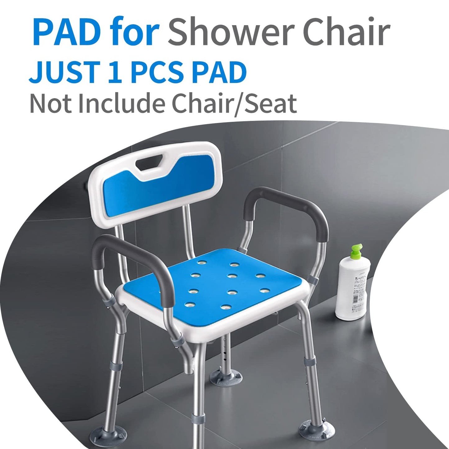 Waterproof Shower Chair Cushion Soft Foam Pad for Shower Seat Inside Bathroom, Non Slip Stripes Surface Bathtub Mat with Stickable Backing, Bath Rug Dry Quickly