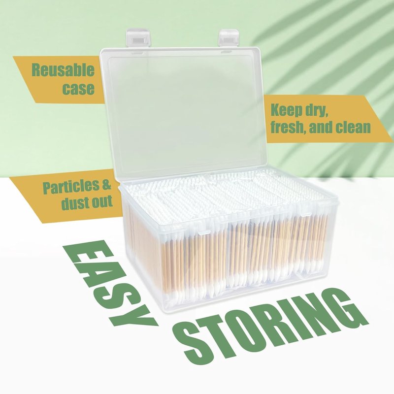 Pointed Tip Cotton Swabs - 1000 Count Double-Ended Buds | Precision Bamboo Sticks for Makeup & Personal Care