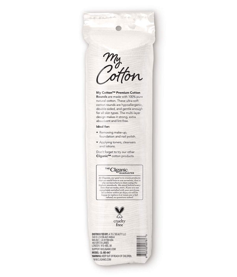 My Cotton Premium Cotton Rounds Bulk (1080 Count) | Makeup Remover Pads, Hypoallergenic, Lint-Free | 100% Pure