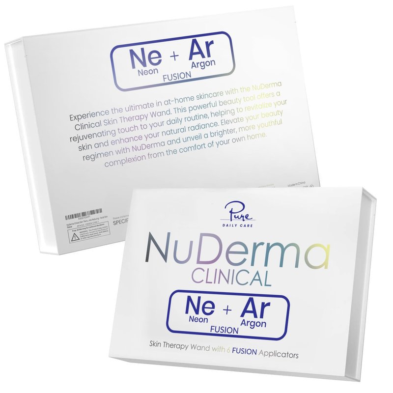 Pure Daily Care NuDerma Clinical Portable Skin Therapy Wand, Machine with 6 Fusion Neon + Argon Wands – Anti Aging - Clarifying - Skin Tightening & Radiance - Wrinkle Reducing