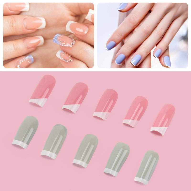 French Tip Stamp - 4Pcs Clear Silicone Stamps With 4Pcs Scrapers for Manicure Home Salon DIY Nail Art