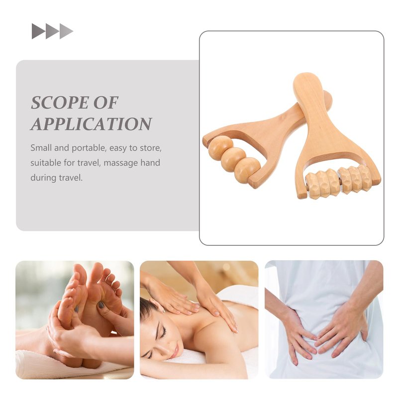 Healvian Wooden Massage Roller Tool Set for Full Body Relief Neck Shoulder Foot Leg Muscle Acupoint Therapy 2Pcs Compact Size 5.85 Inch Each