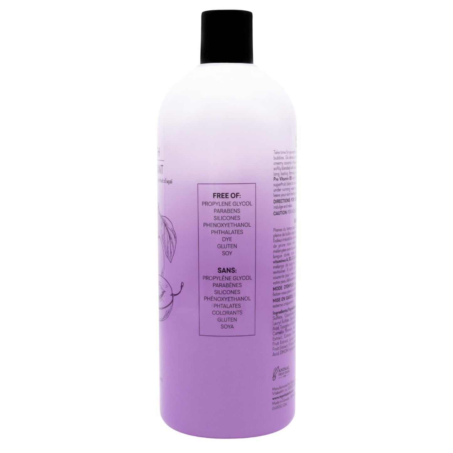 Vitabath Black Plum Bubble Bath Rich Foaming Soak - Moisturizing & Nourishing Indulgent Suds for Women & Men All Skin Types - 33.8 fl oz 1L