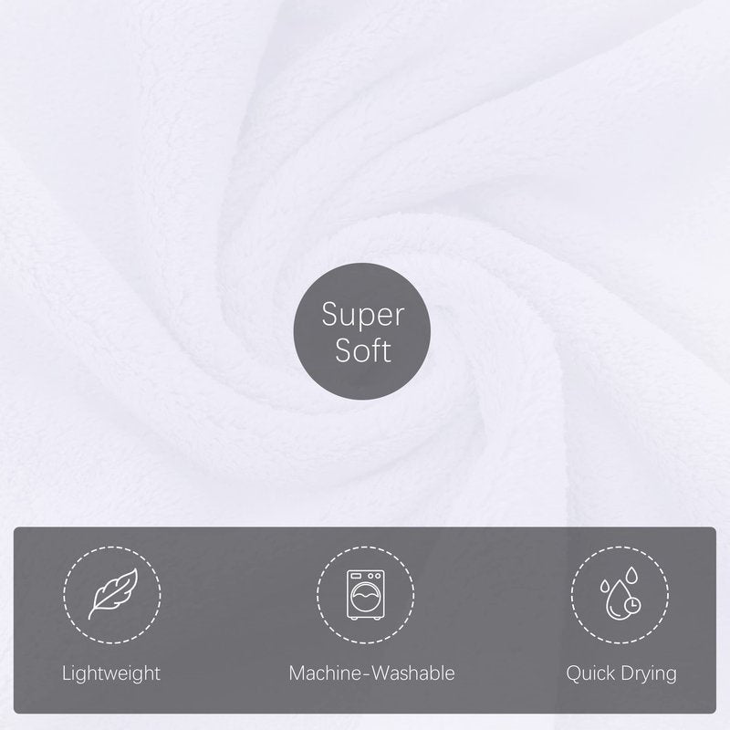 TENSTARS Silk Hemming Bath Towels for Bathroom Clearance - 27 x 55 inches - Light Thin Quick Drying - Soft Microfiber Absorbent Towel for Bath Fitness, Sports, Yoga, Travel, Gym - 2 Pack, White