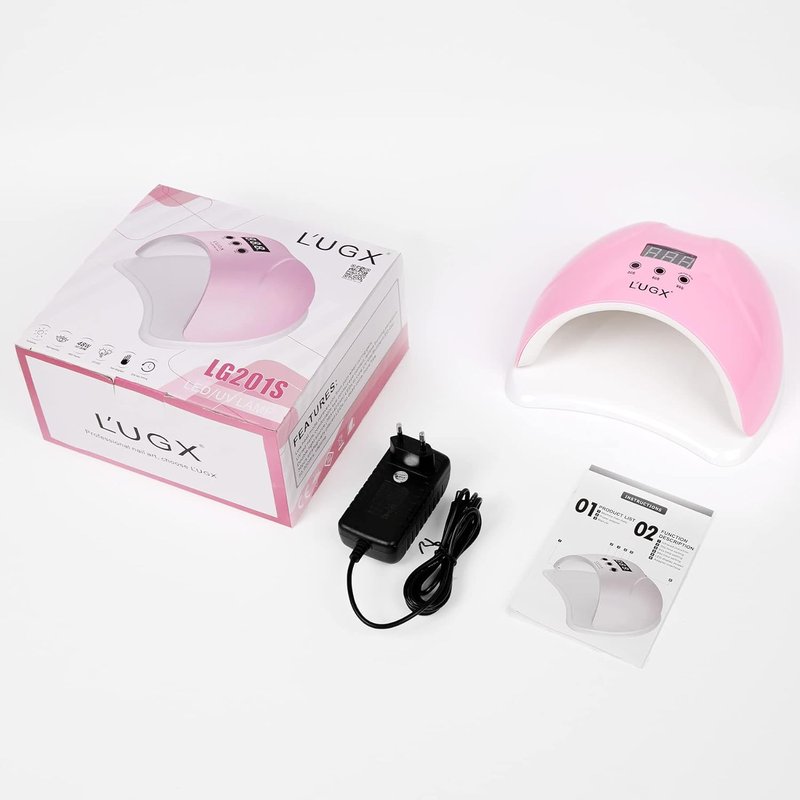 L'UGX 48W UV LED Nail Lamp - Fast Gel Nail Polish Curing with 3 Timers | Perfect for Home Salon Use (Pink)