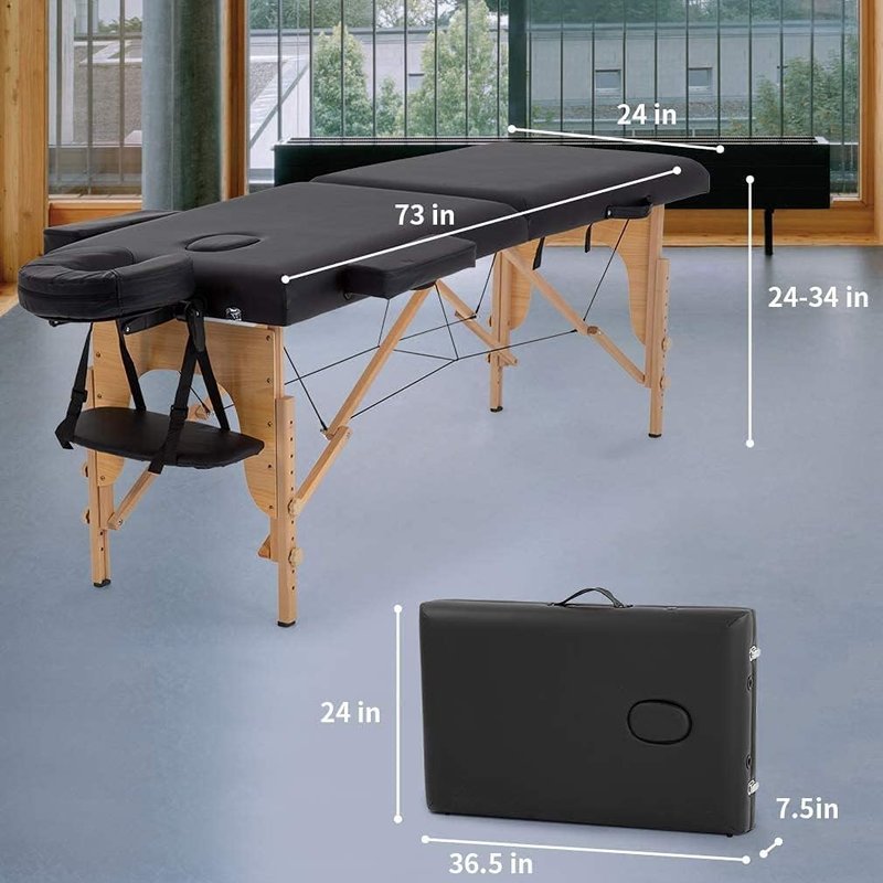 Portable Massage Table - Height Adjustable 24 Inch Wide Spa Bed | Ideal for Foot Massage, Facial Care & Tattoo Services